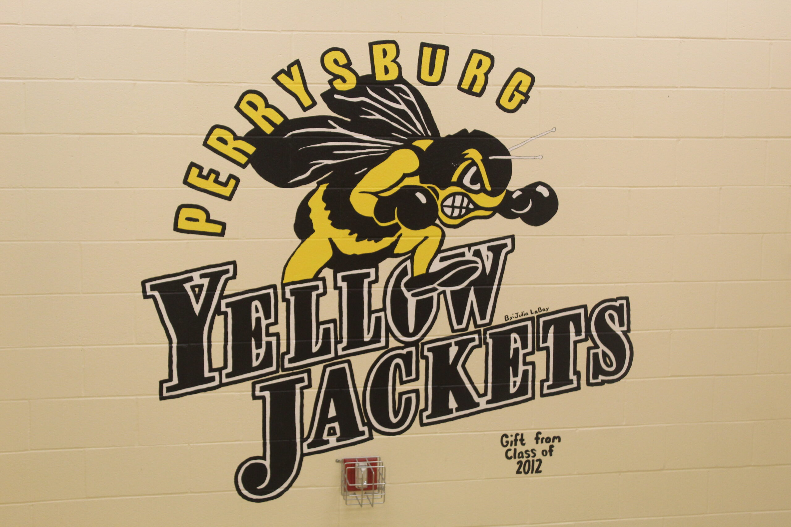 Painting of a yellow jacket, reads Perrysburg yellow jackets gift from class of 2012