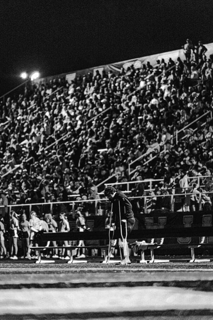 (Senior quarterback Brady Maxwell led Perrysburg onto the field against clay before suffering an ACL tear. His absence leaves the Jackets searching for answers at quarterback.)